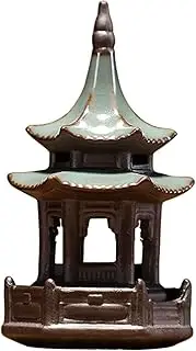 Mini Pagoda Statue, Zen Hexagonal Pavilion Ceramic Statue, Flower Pots Potted Plants Micro Landscape Accessories