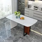 White Marble Rectangular Dining Table Modern Kitchen Table with Stable Sleek Leg