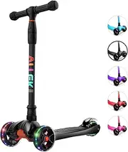 Allek Kick Scooter B02, Lean 'N Glide Scooter with Extra Wide PU Light-Up Wheels and 4 Adjustable Heights for Children from 3-12yrs