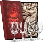 Port and Dessert Wine, Sherry, Cordial, Aperitif Tasting Glasses | Set of 4 Small Chrystal 7 oz Sippers | Mini Short Stem Nosing Taster Copitas | After Dinner Drink Glassware
