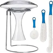 Wine Decanter Drying Stand with Rubber Coated Top to Prevent Scratches, Wine Decanter Drying Rack for Standard Large Wine Decanters, Decanter Cleaner Includes Cleaning Brush