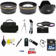 CANON EOS REBEL T3 T3I T5 T5I ALL YOU NEED PRO HD KIT LENSES FILTERS TRIPOD 32GB