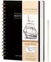 5.5" x 8.5" Sketch Book Small Sketchbook for Drawing 100 Sheets Hardcover Spi...