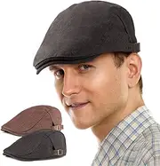 [LADYBRO] 2 Pack Newsboy Hats for Men Flat Cap for Summer Mesh Newsboy Cap Adjustable