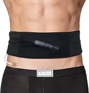 DiaBelt Breathable Peritoneal Dialysis Belt with Mesh Pouch PD Catheter Transfer Set Holder Accessories Slits for G-Tube Feeding Tube Peg Tubing Stomach Women Men Adults Black, Medium (Pack of 1)