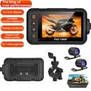 3In 1080P Universal Motorcycle Dash Cam HD Dual-lens DVR Camera Driving Recorder