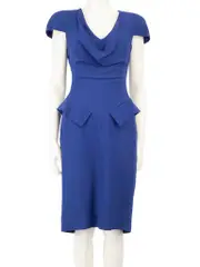 Blue Draped Midi Dress