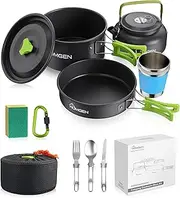 HOMGEN Camping Cooking Set Camping Pots and Pans Set Aluminium Camping Cookware Kit Protable Cooking Mess Kit Lightweight Camping Cooking Equipment for 2-3 People for Camping Picnic Hiking etc