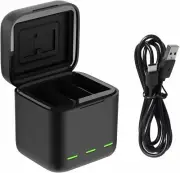 TELESIN 3-Slot USB Battery Charger/Battery Storage Box for GoPro HERO9/10/11 Bla