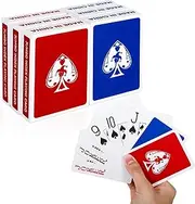 TYYIHUA 6 Pack Large Print Playing Cards, Poker Size Jumbo Index Deck of Cards for Seniors, Vision Impaired, Low Vision Crowd, for Blackjack, Euchre, Canasta Card Game (3 Blue 3 Red)