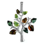 Pendant Mixed amber tree-of-life Sterling Silver