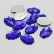 100 Royal Blue Flatback Acrylic Rhinestone Oval Gem Bead 13X18mm No Hole Glue on