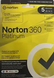 Norton 360 Platinum 150GB 5 Devices 1 Year Digital Code