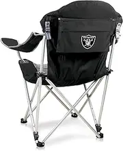 PICNIC TIME NFL Reclining Camp, Beach Adults, Sports Chair with Carry Bag, One Size, Black with Gray Accents