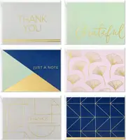 Hallmark Thank You and Blank Cards Assortment, Geometric Gold (24 Cards with Envelopes for Baby Showers, Wedding, Bridal Showers, All Occasion)