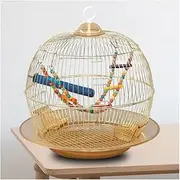 Birdcage Tiger Skin Cage Metal Round Bird Cage Ornamental Cage Iron Electroplating Gold Breeding Bird Cage Portable and Easy to Hang Parrot Bird Cage