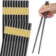 Berglander 10.63In Fiber Glass Chopstick 10 Pairs, Non-Slip, Black Reusable Chinese Chopsticks for Home, Kitchen, Hotel, Dishwasher Safe