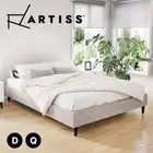 Artiss Bed Frame Queen Double Size Beige Bed Base ZORA