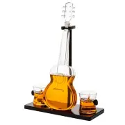 Guitar Whiskey & Wine Decanter & Mahogany Base - The Wine Savant 1000 ML Glas...