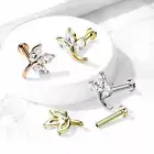 Marquise CZ Leaf Top Internal Threaded Flat Back Lip Tragus Cartilage Piercing