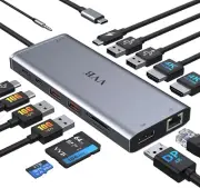 USB C Multiport Adapter Docking Station with 100W Charging & Gigabit Ethernet