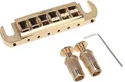 Wilkinson 52.5mm(2-1/16 inch) String Spacing Adjustable Pigtail Style Wraparound Bridge Compatible with USA Les Paul/Epiphone Les Paul Junior Style Guitar, Gold