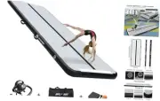 Gymnastics Air Mat Tumble Track Tumbling Mat Inflatable 10ftx3.3ftx4inch Black
