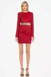One33 Social Badgley Teagan Sequin Cutout Red Mini Cocktail Dress $440 Red sz 10