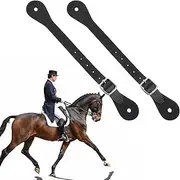FdcLixuvol 2 Pcs Leather Spurs for Cowboy Boots, 10 Inches Adjustabl Spur Straps with 6 Holes for Western Men and Women's Boots Equipment Bull Riding Spurs Horse Riding Accessories - Black