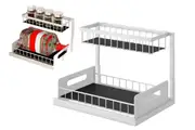 2 Tier Bathroom and Kitchen Under Sink Organizer-White