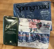 Vintage Springmaid Bill Blass Twin Fitted & Flat Sheet USA Floral Regency Garden