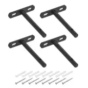 4Pcs 4 Inch Wall Mounted Floating Shelf Brackets Blind Shelf Support, Black