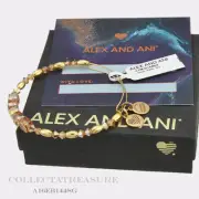 Authentic Alex and Ani Glow Beaded Swarovski Crystal Shiny Gold Bangle
