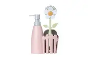 4pc Vigar Florganic Brush Sink Caddy Sponge Set w 340ml Soap Dispenser Pink