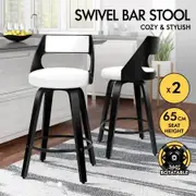 ALFORDSON 2x Swivel Bar Stools Eden Kitchen Wooden Dining Chair BLACK WHITE