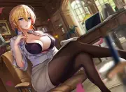Anime girls big cleavage bra open shirt pantyhose Playmat Gaming Mat Desk