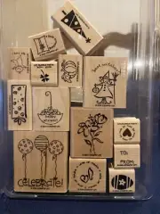Stampin' Up Wood Mounted Stamp - Tag Time - Set of 14