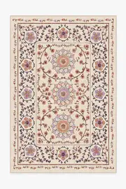 200' x 290' | Machine Washable Runner Rug | Kid & Pet Friendly | Indoor Rug | Suzani Purple Rug | Ruggable