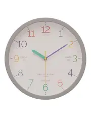 [One Six Eight London] Learn The Time Grey 30Cm Silent Wall Clock