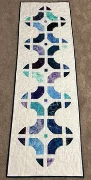Handmade Quilted Table Runner/Topper ~ 57" x 18 1/2"~ Shades of blue and purple