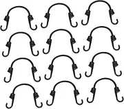Baluue 12pcs Elastic Bungee Cords: with Hooks Luggage Straps for Cars Bikes Roof Racks Camping Gear Outdoor Tie Down Rope for Travel and Storage