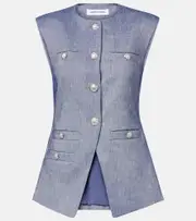 [Veronica Beard] Veronica Beard Tamara linen-blend vest AU 6 blue