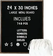 Large Felt Letter Board 24x30 Inch with 748 letters, Large Menu Board Letter, Felt Board Large Message Board, Changeable Letter Board Large Black Letter Board Sign Restaurant, Office, Barnwood Frame
