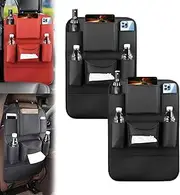 Obbarde Car Seat Back Organizer, Universal Back Seat Car Organizer with 7 Pockets, Multifunctional Waterproof Storage Bag for Car, Suitable for Most Cars, Easy To Clean (Black,2PCS)