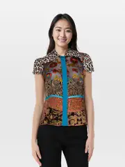 Patterned Sheer Short Sleeve Shirt