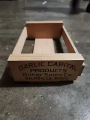 GILROY GARLIC Cassette 12 Tape Holder Rack Wooden Storage Crate Box Vintage