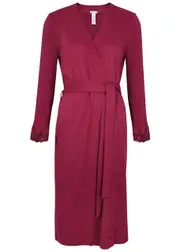 Hanro Michelle Lace-trimmed Cotton Robe - Fuchsia L (UK14-16 / L)