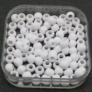 500 White Acrylic Round Pony Beads 6X4mm for Kids Craft Kandi Bracelet