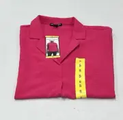 Hilary Radley Women's V-Neck Short Sleeve Blouse, Pink, Size S