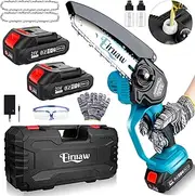 Mini Chainsaw, 2024 Newest 6-Inch Electric Chainsaw Cordless,Rechargeable Battery Powered Handheld Chain Saw for Wood Cutting, Courtyard, Household and Garden(Blue)
